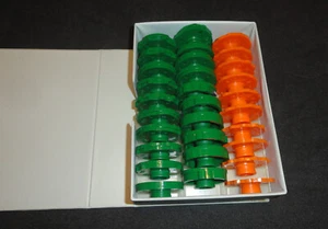 Sears Kenmore Sewing Machine Pattern Cams - Set of 30 Orange & Dark Green - Picture 1 of 14