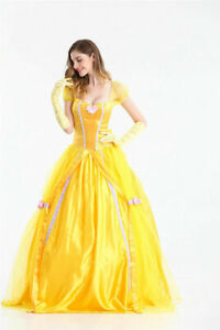 Damen Kleid Prinzessin Belle Kostüm Die Schöne Und Das Biest Cosplay Party TX-DE