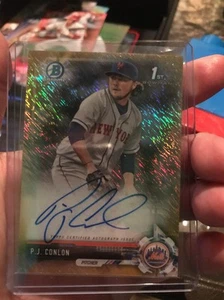 Bowman P.J. 2017 Autógrafo CONLON CROMO ORO BRILLO AUTOMÁTICO #21/50 METS - Imagen 1 de 4