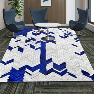 Handcrafted Leather Rug - Unique Bohemian Design Carpet for Home Décor 22 - Picture 1 of 15