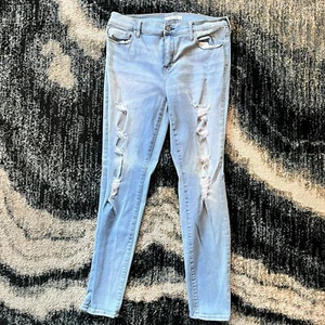 Pacsun Womens Blue Mid Rise Distressed Denim Jegging Jean Size 29 - Picture 1 of 9