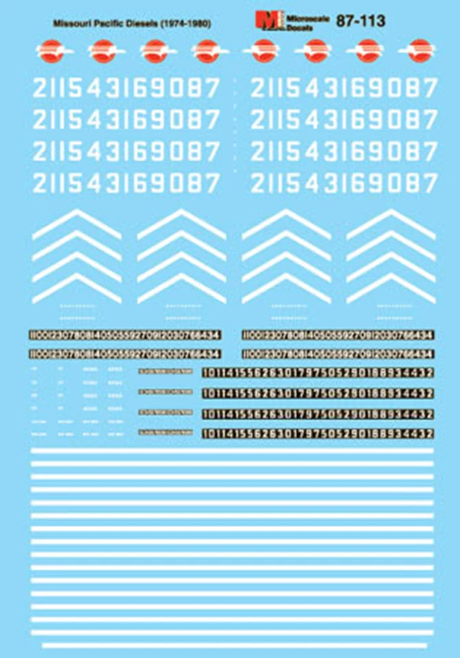 Microscale N Railroad Decal Set Missouri Pacific Hood Unit Diesels 1970-8 60-113 - Image 1 of 1