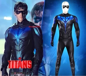 Dick Grayson Nightwing Cosplay Costume Jumpsuit Halloween Bodysuit Outfit Gifts - Picture 1 of 8