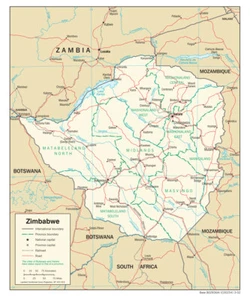 Mapa de transporte por carretera de Zimbabwe impresión de país nación - Imagen 1 de 1