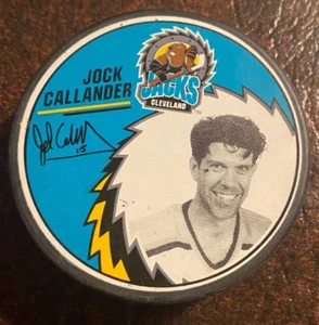 Cleveland Lumberjacks (Jacks) IHL Jock Callander Signature Puck - Picture 1 of 2