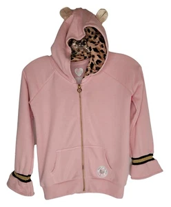 365 Kids Garanimals Pink Gold Sparkle Cuffs Long Sleeve Zip Up Hood Ears Jacket - Picture 1 of 8