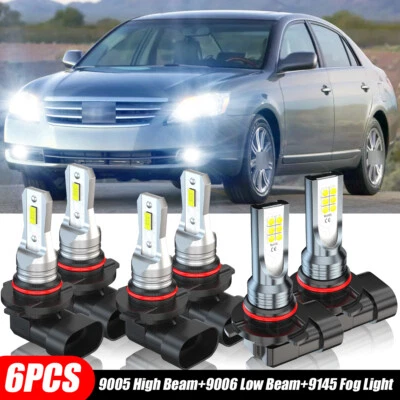 For Toyota Avalon 2000-2007 6000K 6X LED Headlight Hi/Lo+Fog Light Bulbs Kit - Image 1 of 4