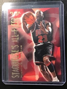 🔥1996-97 Fleer Michael Jordan Stackhouse All-Fleer Insert #4 Chicago Bulls - Picture 1 of 2