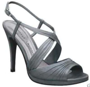 $70 CHINESE LAUNDRY Amelia Heels ~ NEW Pewter Satin 8.5 & 9 - Picture 1 of 2