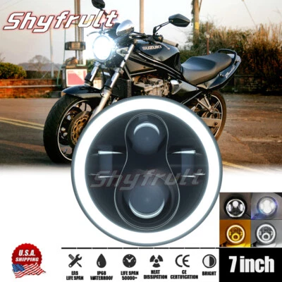 For Suzuki Bandit 400 600 1200 LED Motorcycle 7" Headlight Turn Signals Ring DRL - Image 1 of 4