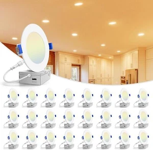 4 Inch 5CCT LED Recessed Ceiling Dimmable Light with Junction Box 2700K-5000K - Picture 1 of 6