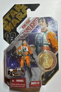Star Wars 30th Ann. 14 REBEL PILOT BIGGS DARKLIGHTER 4" Figure w/ Gold Coin - Picture 1 of 2
