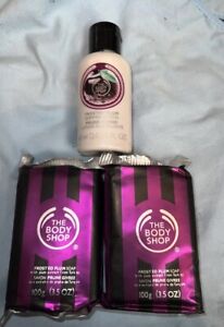 2 X The Body Shop Frosted Plum Bar Soap Scented Discontinued & Mini Body Lotion