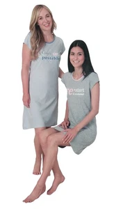 Moonline Juego de 2 Camisones Mujer Manga Corta Algodón Gris Rosa Azul T. S M L - Imagen 1 de 5