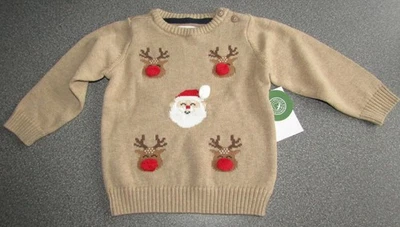 C&A Baby Weihnachtspullover braun Weihnachtsmann NEU mit Etikett