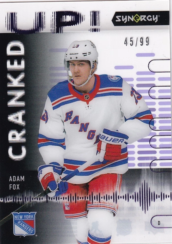 2022/23 UPPER DECK  SYNERGY PURPLE CRANKED UP NEW YORK RANGERS ADAM FOX 45/99 - Image 1 of 1