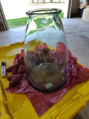 CRATE & BARREL RECYCLED GLASS HURRICANE TALL 13 INCHES NEW CLEAR - Image 1 of 4