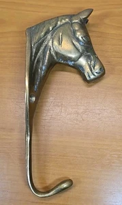 Gancho de cabeza de caballo de latón vintage de 6 1/2" para colgar ropa pátina de montaje en pared - Imagen 1 de 13