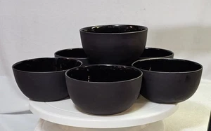VTG Wedgwood Black Basalt Bowls Set of 6 Matte & Gloss Finish 5" - Picture 1 of 15