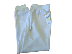 Pantalone donna Michael Kors jogger logo bianco brillante taglia Med nuovo con etichette MFG $125 - Foto 1 di 10