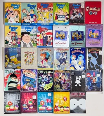 29x Family Guy, American Dad, Simpsons, Futurama, Robot Chicken, South Park DVDs - Image 1 of 4