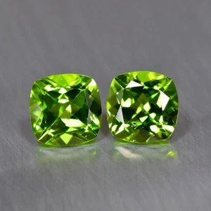 3.45Ct (2Pcs) Cushion_Charming Quality Unheated Pakistan Peridot Gems - Picture 1 of 1