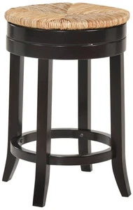 Irving 24" Espresso Wood and Rush Swivel Counter Stool - Picture 1 of 1
