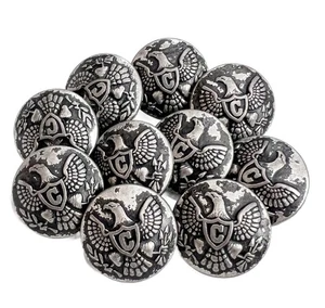 10PC Antiqued Silver Eagle Metal Buttons Shank Buttons Sew On 25mm 1 Inch - Picture 1 of 2