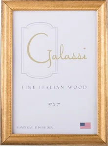 Marco F. G. Galassi Hecho a Mano Madera Italiana Vintage Cuentas Doradas 5"x7 Hecho en EE. UU. 471 - Imagen 1 de 1