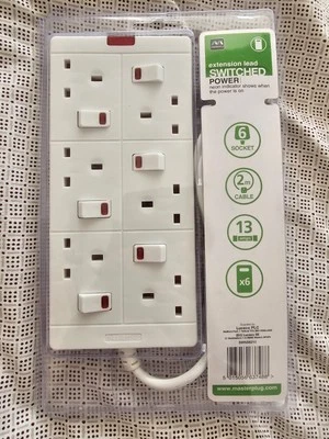 Masterplug 6 Socket 1m Extension Lead Individually Switched 13A Power Indicator - Image 1 of 2