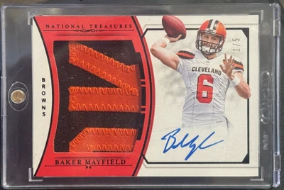 L@@K BAKER MAYFIELD 2018 Panini National Treasures AUTO Patch RPA Rookie RC  1/5 - Image 1 of 4