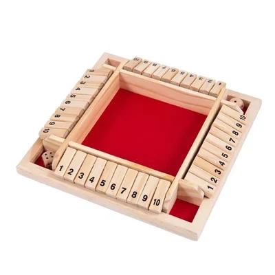 Wooden Game Shut the Box for 4 Players Fun Family Dice Game with Flaps Great for - Image 1 of 4