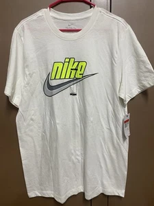 Nike T-Shirt Size Large DX1991 100 New Swoosh White Yellow - Picture 1 of 5