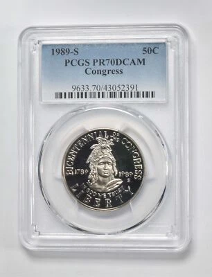 1989 S PR70 Congress Bicentennial Commemorative Half Dollar PCGS - Image 1 of 4