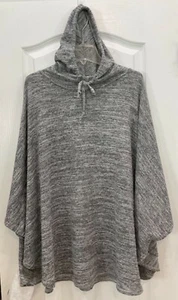 Time and Tru Womens Sweater Style Poncho Size L/XL Gray Hooded Drawstring 218 - Picture 1 of 7