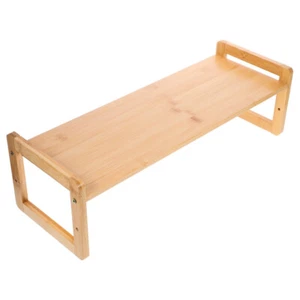 Bamboo Storage Rack Monitor Shelf for Desk Laptop Riser Adjustable Office - Picture 1 of 12