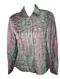 Erin london blazer Blouse sz Small *4_6 Gray & Pink Jeweled Buttons  Stunning! - Picture 1 of 8