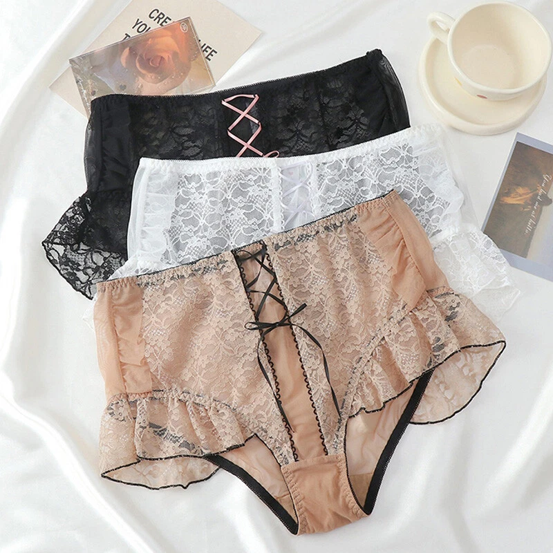 Womens Sexy Lace French Knickers Lingerie Ladies Ruffle Briefs Panties Underwear - Image 1 of 4