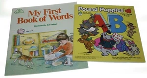 Set of Two 1980's Child Learning Books My First Words & Pound Puppies Fun A to Z - Imagen 1 de 5