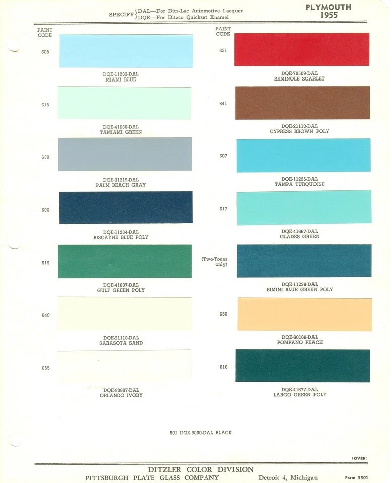 Plymouth Belvedere Savoy Plaza 1955 vagón suburbano astillas de pintura (PPG-DITZLER) Foto 1 de 1