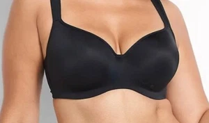 Cacique Balconette Bra Underwire Smooth Lightly Lined Black 42 DDD - Picture 1 of 4