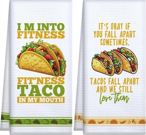 Taco Kitchen Decorative Dish Towels Set of 2,Funny Kitchen Accessories,Hostess T - Picture 1 of 12