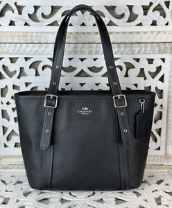 Coach ASHTON CN327 XL Tote BLACK Structured Pebble Leather Shoulder Bag Carryall - Picture 1 of 12
