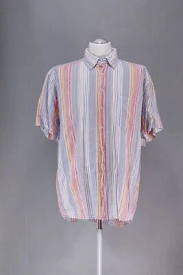 Camel Active Casual Shirt XL Pink Orange Stripes short Sleeve Button-Down B1093 - Image 1 of 4