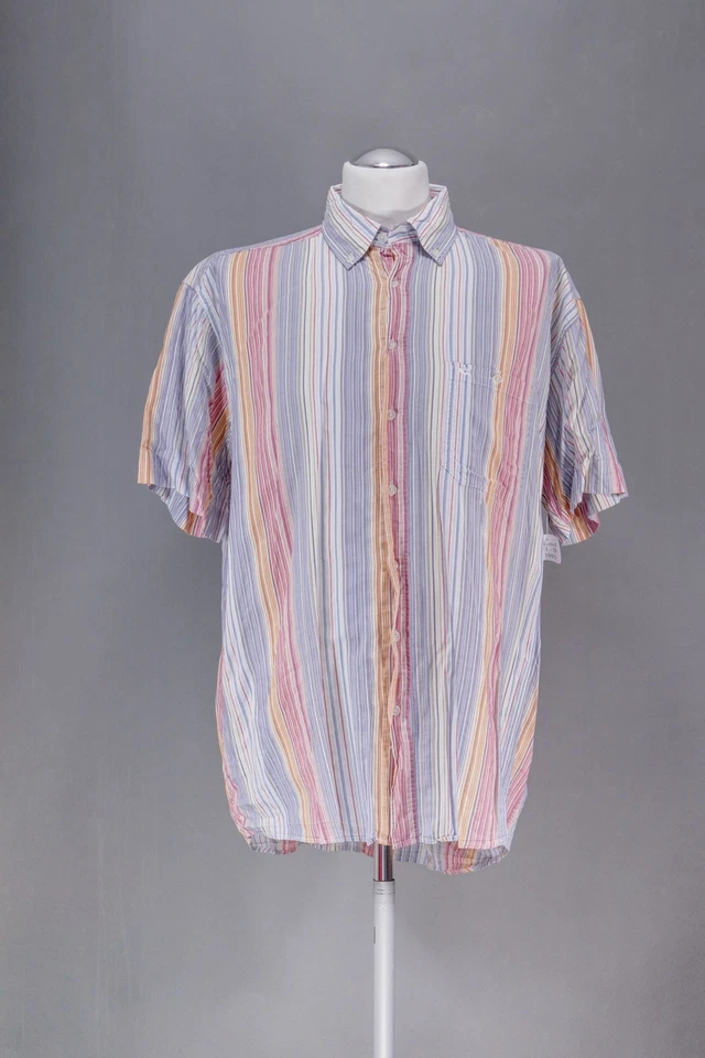 Camel Active Casual Shirt XL Pink Orange Stripes Short Sleeve Button-Down B1093 - Image 1 of 4