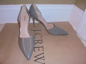 Zapatos de salón J Crew Elsie de cuero brillante d'orsay tacón talla-10 #C4692 gris fresco - Imagen 1 de 7
