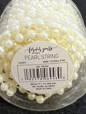 Pearl String, Ivory 4mm, 5 Yards, Forever Yours By Nicole - Image 1 of 4