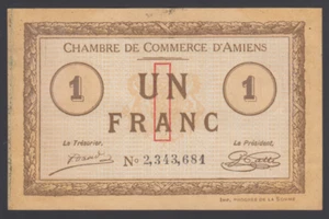 France-Amiens 1 Franc 1915 VF , Banknote, Circulated - Picture 1 of 2