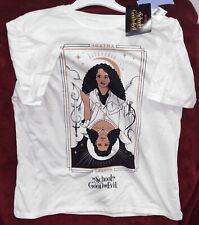 Women's School of Good and Evil Short Sleeve Graphic T-Shirt, MEDIUM Cream Ivory
