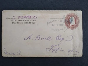 Ohio: Grand Rapids 1886 Cover, Octagonal Black Wood County Cancel - Picture 1 of 3